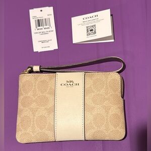 Coach Tan and Cream Wristlet